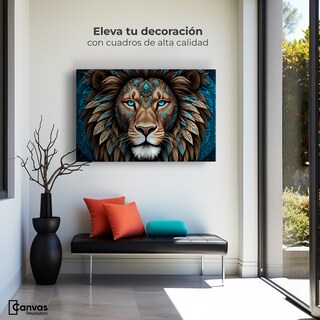 Foto 3 | Foto 3 | Cuadro Decorativo Canvas León Ojo Azules 90x60