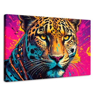 Foto 1 | Foto 1 | Cuadro Decorativo Canvas Leopardo Colorido 90x60