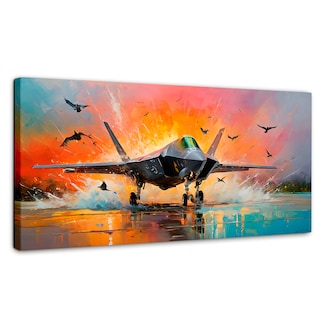 Foto 1 | Foto 1 | Cuadro Decorativo Canvas Jet Pista Aérea 140x70