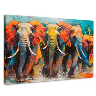 Foto 1 | Foto 1 | Cuadro Decorativo Canvas Elefantes Corriendo 90x60