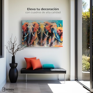 Foto 3 | Foto 3 | Cuadro Decorativo Canvas Elefantes Corriendo 90x60