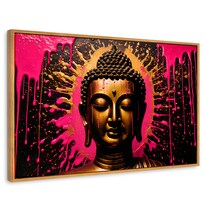 Cuadro Decorativo Marco Flotante Buda Reflejo Oro Rosa 90x60 Marco Madera