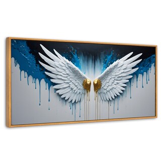 Foto 1 | Foto 1 | Cuadro Decorativo Marco Flotante Alas Corazón Dorado 120x60 Marco Madera
