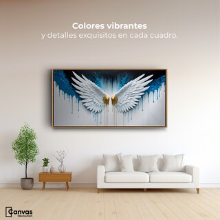 Foto 2 | Foto 2 | Cuadro Decorativo Marco Flotante Alas Corazón Dorado 120x60 Marco Madera