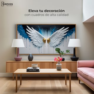 Foto 3 | Foto 3 | Cuadro Decorativo Marco Flotante Alas Corazón Dorado 120x60 Marco Madera