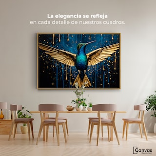 Foto 2 | Foto 2 | Cuadro Decorativo Marco Flotante Colibrí Destellos 90x60 Marco Dorado