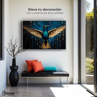 Foto 3 | Foto 3 | Cuadro Decorativo Marco Flotante Colibrí Destellos 90x60 Marco Plateado