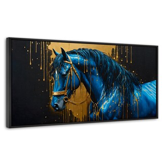 Foto 1 | Foto 1 | Cuadro Decorativo Marco Flotante Elegancia Azul Oro 120x60 Marco Negro