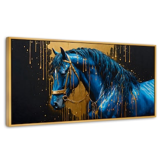Foto 1 | Foto 1 | Cuadro Decorativo Marco Flotante Elegancia Azul Oro 120x60 Marco Dorado