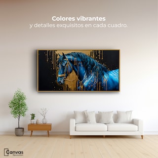Foto 2 | Foto 2 | Cuadro Decorativo Marco Flotante Elegancia Azul Oro 120x60 Marco Dorado