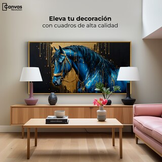 Foto 3 | Foto 3 | Cuadro Decorativo Marco Flotante Elegancia Azul Oro 120x60 Marco Dorado