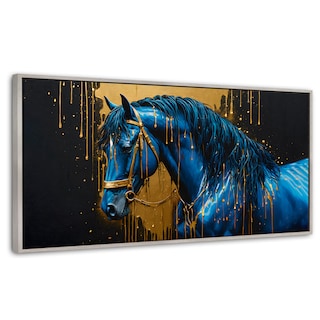 Foto 1 | Foto 1 | Cuadro Decorativo Marco Flotante Elegancia Azul Oro 120x60 Marco Plateado