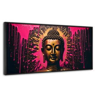 Foto 1 | Foto 1 | Cuadro Decorativo Marco Flotante Buda Reflejo Oro Rosa 120x60 Marco Negro