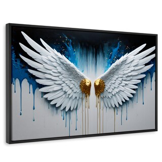 Foto 1 | Foto 1 | Cuadro Decorativo Marco Flotante Alas Corazón Dorado 90x60 Marco Negro