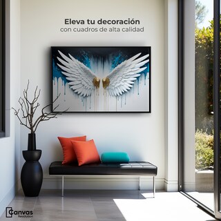 Foto 3 | Foto 3 | Cuadro Decorativo Marco Flotante Alas Corazón Dorado 90x60 Marco Negro