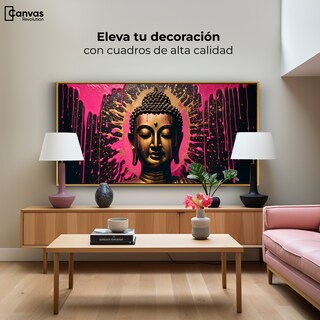 Foto 3 | Foto 3 | Cuadro Decorativo Marco Flotante Buda Reflejo Oro Rosa 120x60 Marco Dorado
