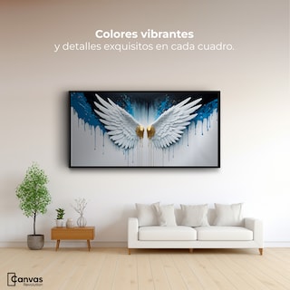Foto 2 | Foto 2 | Cuadro Decorativo Marco Flotante Alas Corazón Dorado 120x60 Marco Negro