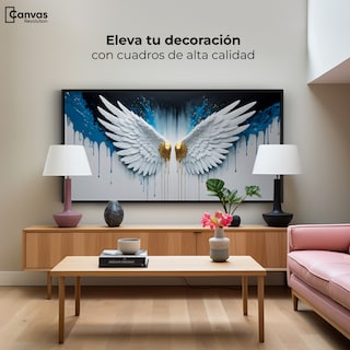 Foto 3 | Foto 3 | Cuadro Decorativo Marco Flotante Alas Corazón Dorado 120x60 Marco Negro