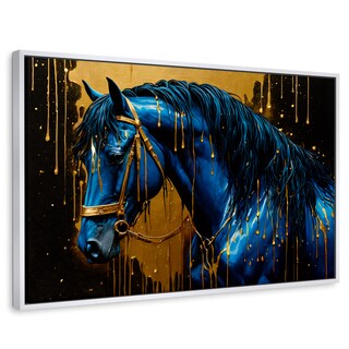 Foto 1 | Foto 1 | Cuadro Decorativo Marco Flotante Elegancia Azul Oro 90x60 Marco Blanco