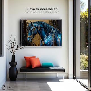 Foto 3 | Foto 3 | Cuadro Decorativo Marco Flotante Elegancia Azul Oro 90x60 Marco Blanco