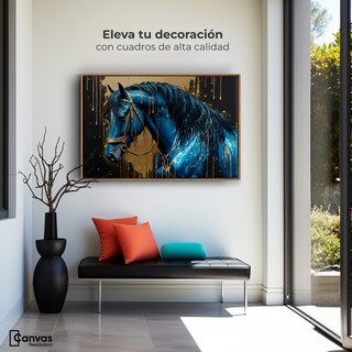 Foto 3 | Foto 3 | Cuadro Decorativo Marco Flotante Elegancia Azul Oro 90x60 Marco Madera