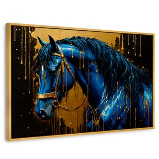 Foto 1 | Foto 1 | Cuadro Decorativo Marco Flotante Elegancia Azul Oro 90x60 Marco Dorado