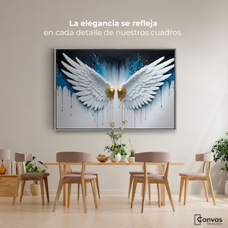 Foto 2 | Foto 2 | Cuadro Decorativo Marco Flotante Alas Corazón Dorado 90x60 Marco Plateado