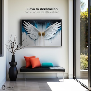 Foto 3 | Foto 3 | Cuadro Decorativo Marco Flotante Alas Corazón Dorado 90x60 Marco Plateado