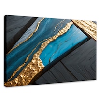 Cuadro Decorativo Canvas Abstracto Arroyos Dorados 90x60