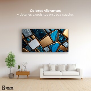 Foto 2 | Foto 2 | Cuadro Decorativo Canvas Abstracto Trapecios Dorados 120x60
