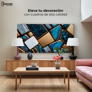 Foto 3 | Foto 3 | Cuadro Decorativo Canvas Abstracto Trapecios Dorados 120x60