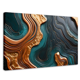 Foto 1 | Foto 1 | Cuadro Decorativo Canvas Abstracto Ondas Turquesas 90x60