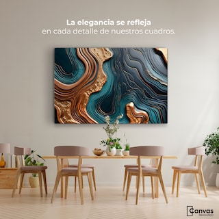 Foto 2 | Foto 2 | Cuadro Decorativo Canvas Abstracto Ondas Turquesas 90x60