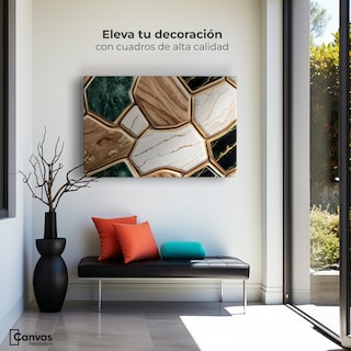 Foto 3 | Foto 3 | Cuadro Decorativo Canvas Abstracto Eco Hexagonal Áureo 90x60