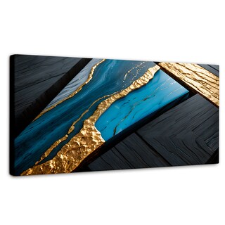 Foto 1 | Foto 1 | Cuadro Decorativo Canvas Abstracto Arroyos Dorados 120x60
