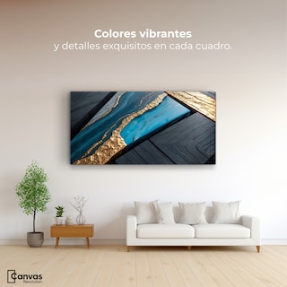 Foto 2 | Foto 2 | Cuadro Decorativo Canvas Abstracto Arroyos Dorados 120x60