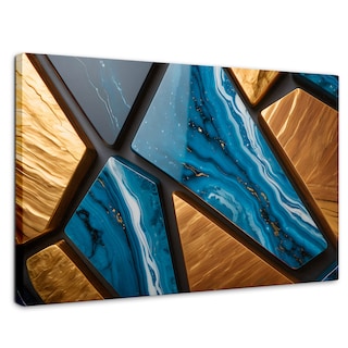 Foto 1 | Foto 1 | Cuadro Decorativo Canvas Abstracto Lapislázuli Dorado 90x60