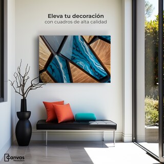 Foto 3 | Foto 3 | Cuadro Decorativo Canvas Abstracto Lapislázuli Dorado 90x60