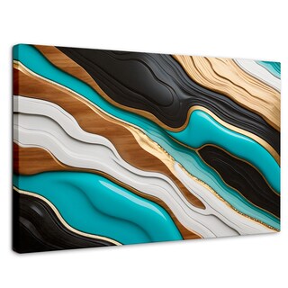 Foto 1 | Foto 1 | Cuadro Decorativo Canvas Abstracto Río Oro Turquesa 90x60