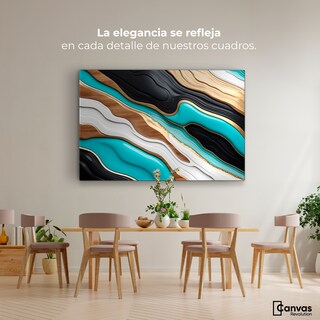 Foto 2 | Foto 2 | Cuadro Decorativo Canvas Abstracto Río Oro Turquesa 90x60