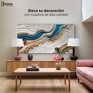 Foto 3 | Foto 3 | Cuadro Decorativo Canvas Abstracto Estratos Dorados 120x60