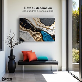 Foto 3 | Foto 3 | Cuadro Decorativo Canvas Abstracto Dorado 90x60