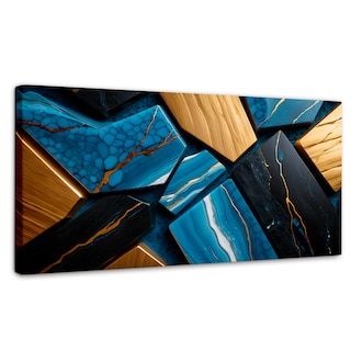Foto 1 | Foto 1 | Cuadro Decorativo Canvas Abstracto Azul Marmoleado 120x60