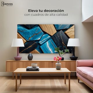 Foto 3 | Foto 3 | Cuadro Decorativo Canvas Abstracto Azul Marmoleado 120x60
