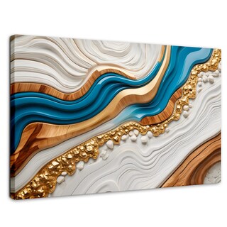 Foto 1 | Foto 1 | Cuadro Decorativo Canvas Abstracto Estratos Dorados 90x60