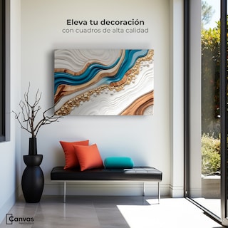 Foto 3 | Foto 3 | Cuadro Decorativo Canvas Abstracto Estratos Dorados 90x60