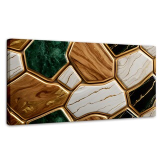Foto 1 | Foto 1 | Cuadro Decorativo Canvas Abstracto Eco Hexagonal Áureo 120x60