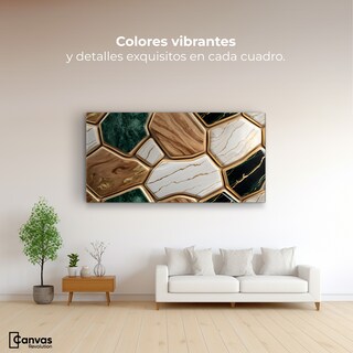 Foto 2 | Foto 2 | Cuadro Decorativo Canvas Abstracto Eco Hexagonal Áureo 120x60