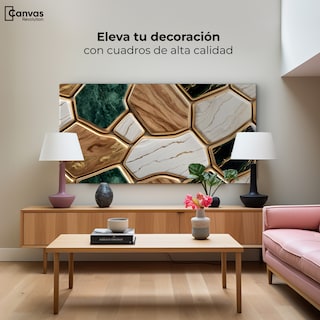 Foto 3 | Foto 3 | Cuadro Decorativo Canvas Abstracto Eco Hexagonal Áureo 120x60