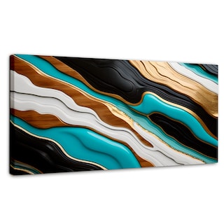 Foto 1 | Foto 1 | Cuadro Decorativo Canvas Abstracto Río Oro Turquesa 120x60